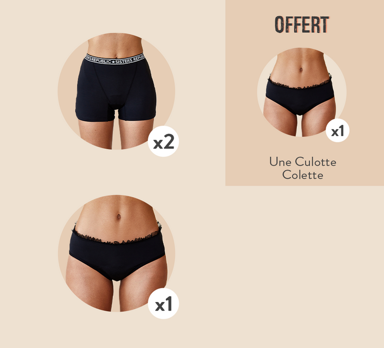 Sisters Republic FR La culotte menstruelle en tissus BIO efficace 12h sans fuite, ni odeur, ni sensation d'humidité. Élue "Victoire de la Beauté Top Innovation"